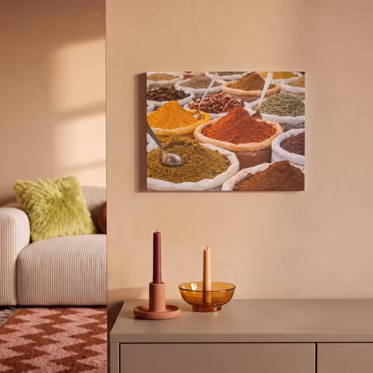 Akoestisch schilderij - Kruiden - Markt - Eten - Kruiden - Markt - Eten PET vilt klein