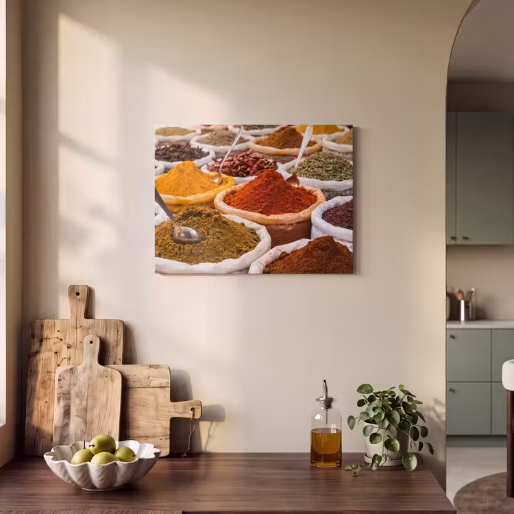 Akoestisch schilderij - Kruiden - Markt - Eten - Kruiden - Markt - Eten PET vilt klein