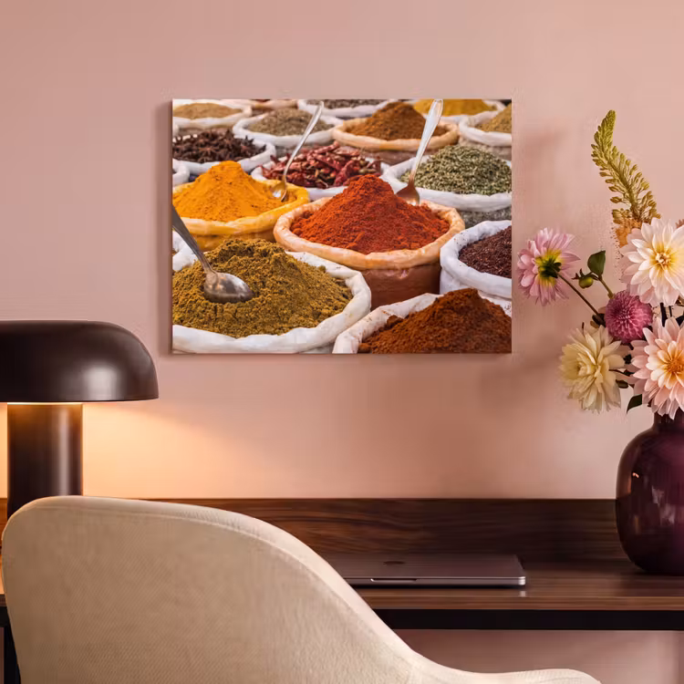Akoestisch schilderij - Kruiden - Markt - Eten - Kruiden - Markt - Eten PET vilt klein