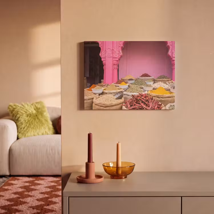 Akoestisch schilderij - Kruiden - Markt - Roze - Kruiden - Markt - Roze PET vilt klein