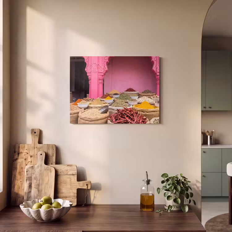Akoestisch schilderij - Kruiden - Markt - Roze - Kruiden - Markt - Roze PET vilt klein