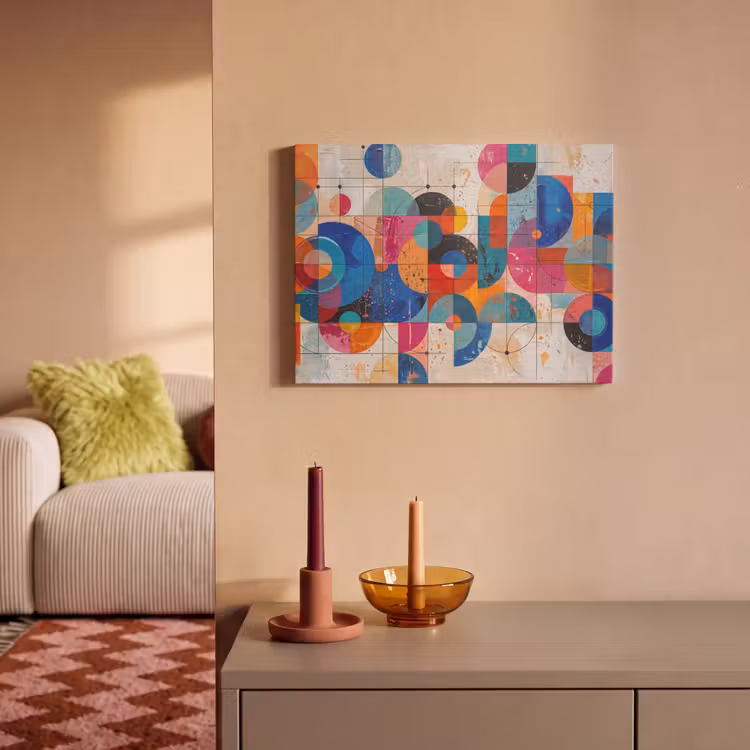 Kunst - Geometrisch - Abstract - Kleurrijk PET vilt klein -sfeer1