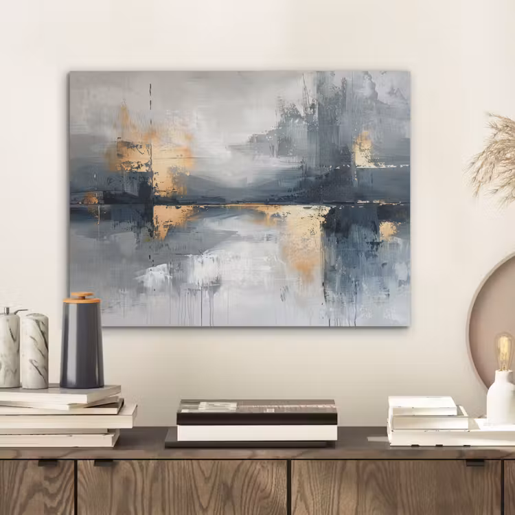 Kunst - Grijs - Goud - Abstract PET vilt klein -sfeer1