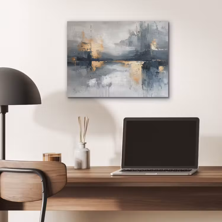Kunst - Grijs - Goud - Abstract PET vilt klein -sfeer5