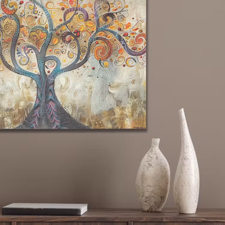 Kunst - Levensboom - Botanisch - Abstract PET vilt klein -sfeer6_closeup