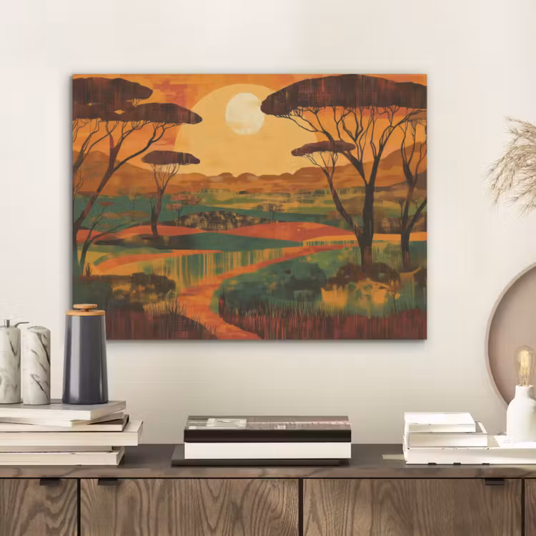 Landschap - Afrikaans - Zon PET vilt klein -sfeer1