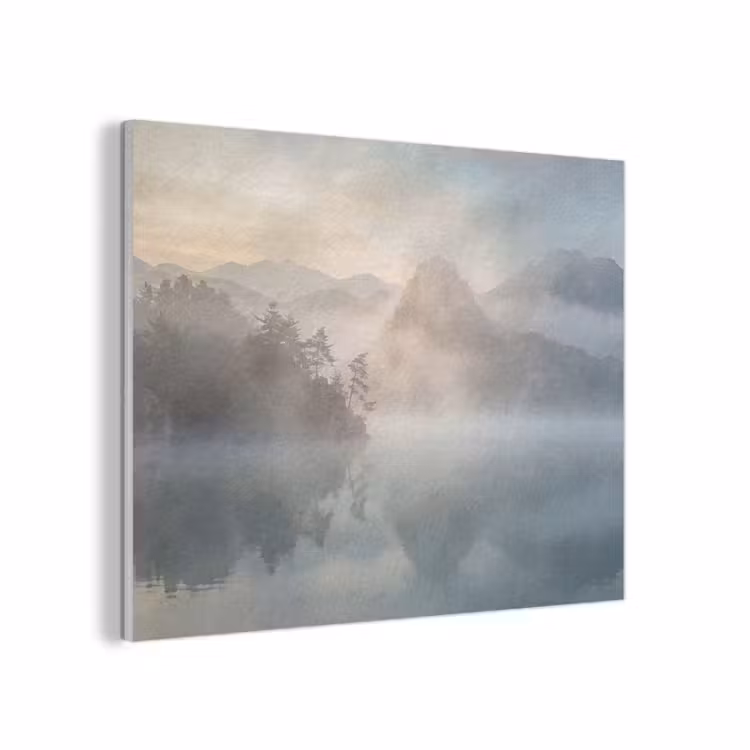 Landschap - Bergen - Mist - Water - Natuur PET vilt klein -3d