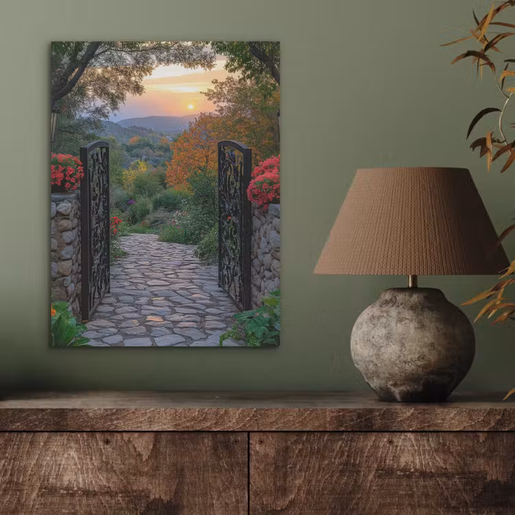 Landschap - Hek - Pad - Zonsondergang - Natuur PET vilt klein -sfeer2