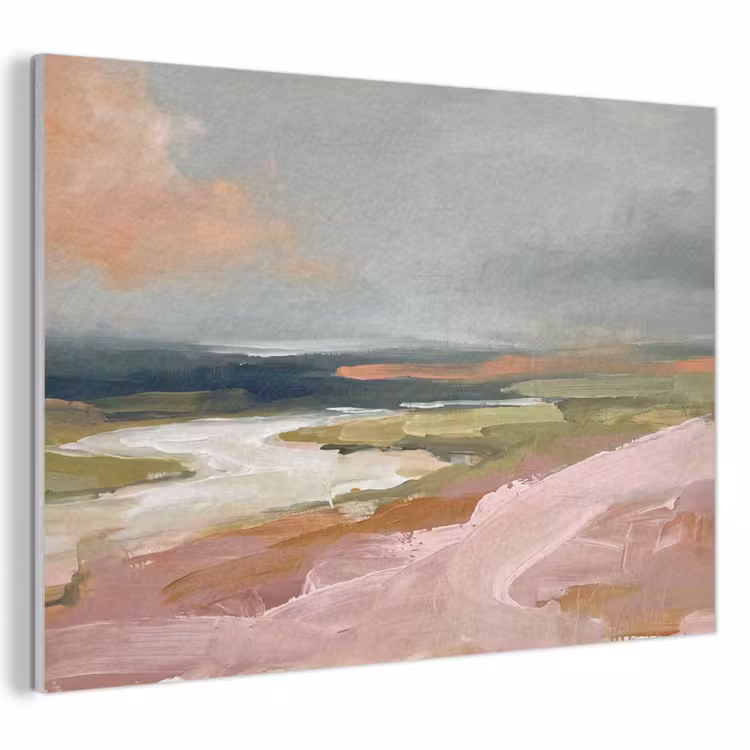 Landschap - Rivier - Abstract - Roze - Groen PET vilt klein -3d