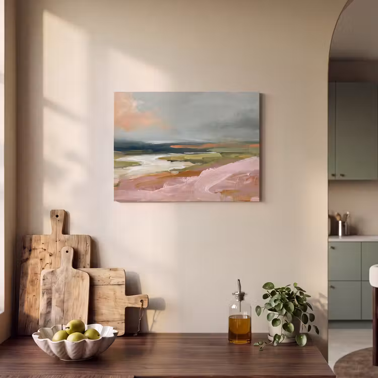 Landschap - Rivier - Abstract - Roze - Groen PET vilt klein -sfeer2