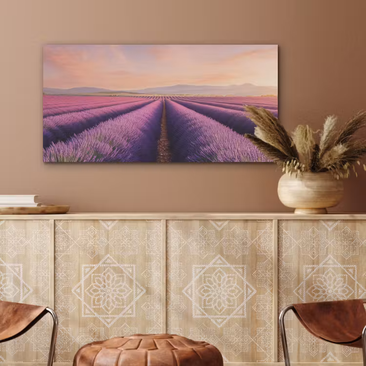 Lavendelveld - Zonsondergang - Paars - Bloemen PET vilt middel -sfeer4