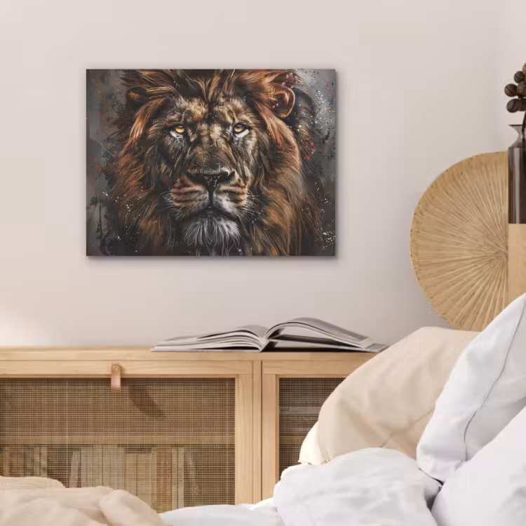 Leeuw - Dieren - Portret - Zwart - Luxe PET vilt klein -sfeer3