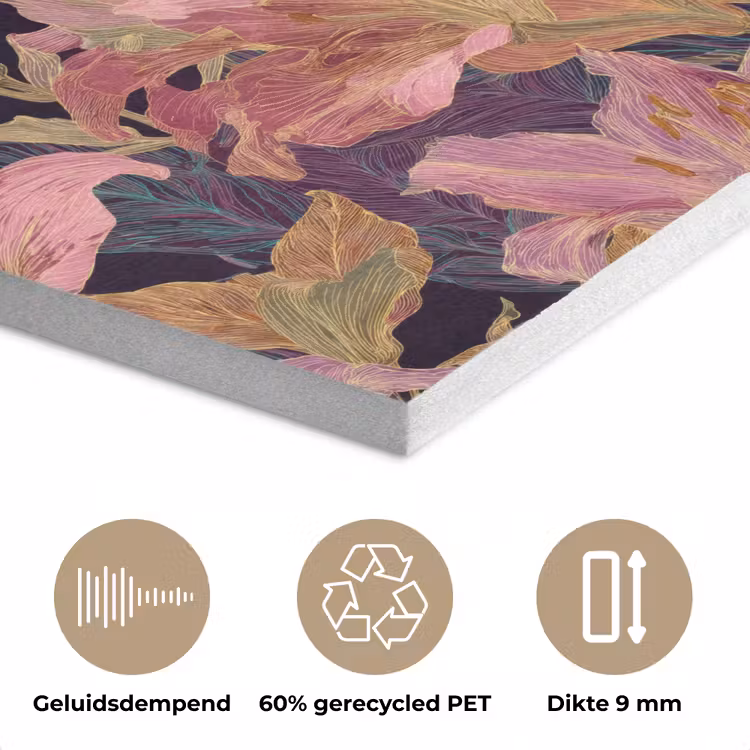 Lelies - Patroon - Roze - Goud PET vilt klein 837 -closeup_NL