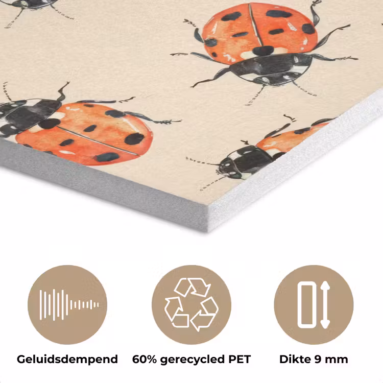 Lieveheersbeestjes - Patroon - Rood PET vilt klein 837 -closeup_NL