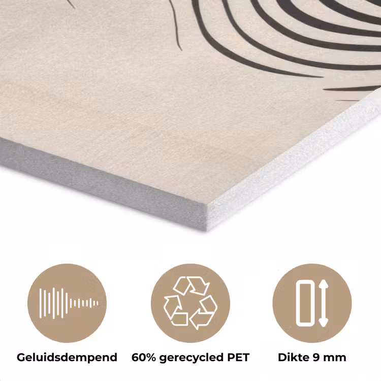 Lijnen - Abstract - Golvend - Zwart PET vilt klein -closeup_NL