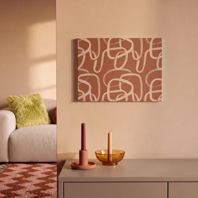Lijnen - Abstract - Organisch - Terracotta - Crème PET vilt klein 837 -sfeer1