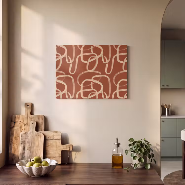 Lijnen - Abstract - Organisch - Terracotta - Crème PET vilt klein 837 -sfeer2