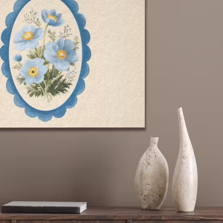 Lijst - Bloemen - Lichtblauw - Illustratie PET vilt klein -sfeer6_closeup