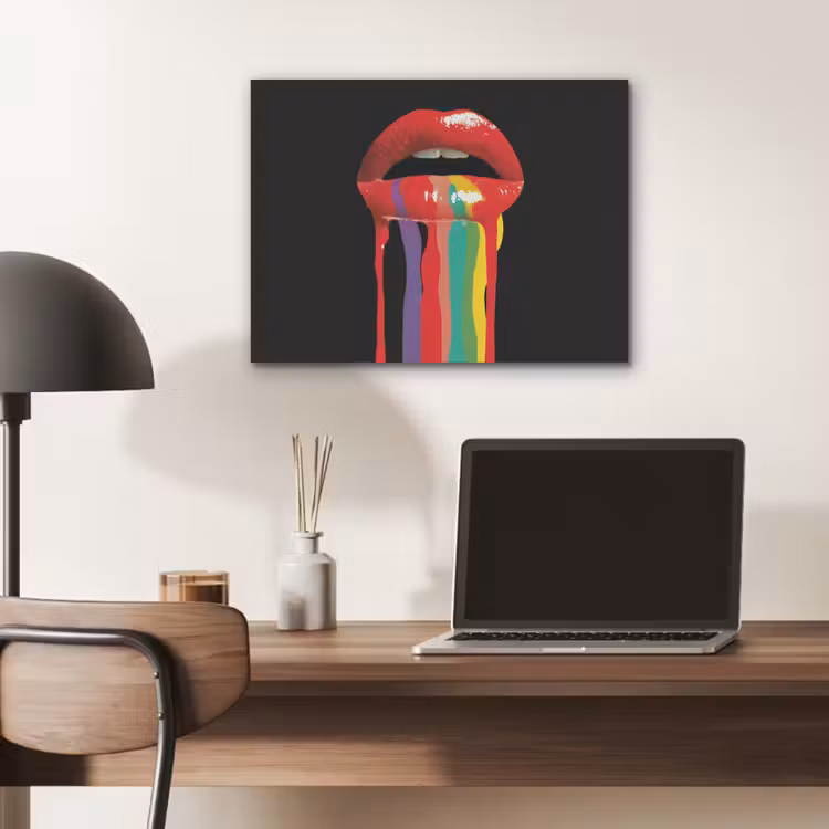 Lippen - Kleuren - Zwart PET vilt klein -sfeer5