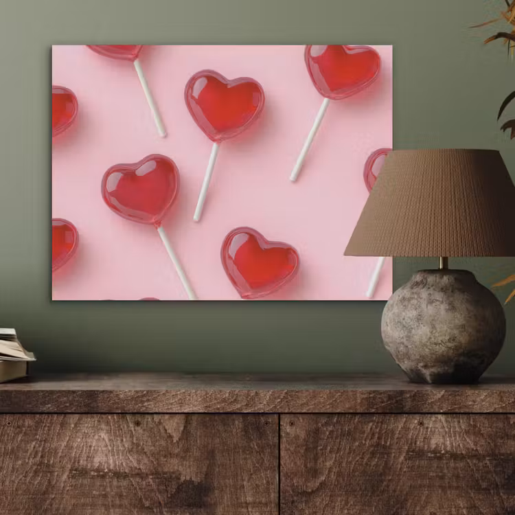 Lollies - Hartjes - Roze PET vilt klein -sfeer2