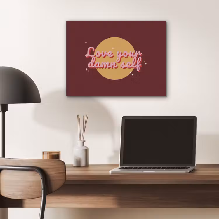 love your damn self - Cirkel - Glitter - Rood PET vilt klein -sfeer5