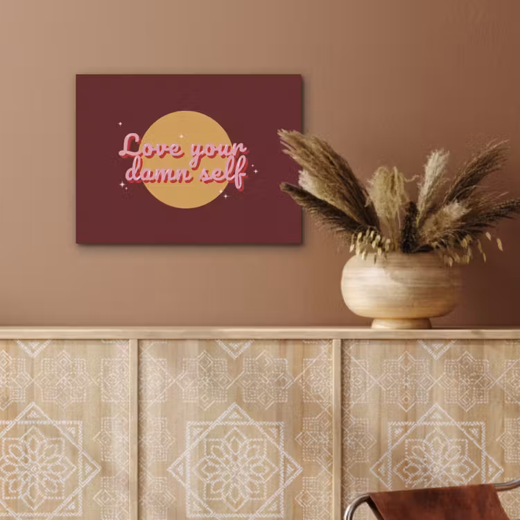 love your damn self - Cirkel - Glitter - Rood PET vilt klein -sfeer4