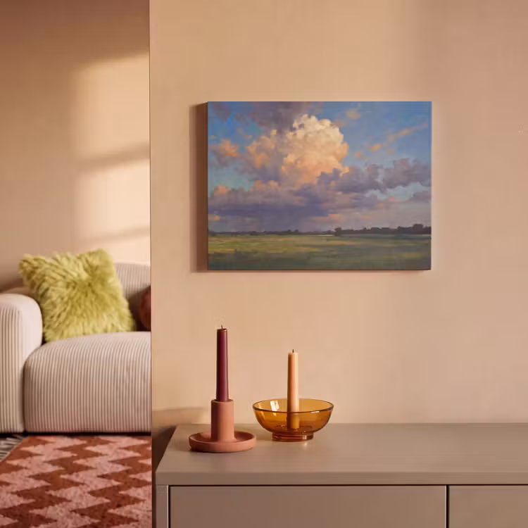 Lucht - Wolken - Landschap - Modern - Oranje PET vilt klein -sfeer1