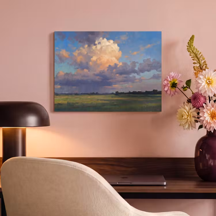 Lucht - Wolken - Landschap - Modern - Oranje PET vilt klein -sfeer3