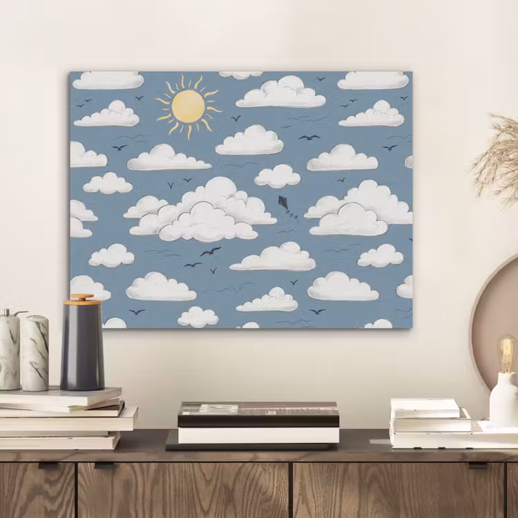 Lucht - Zon - Wolken - Natuur - Blauw PET vilt klein -sfeer1