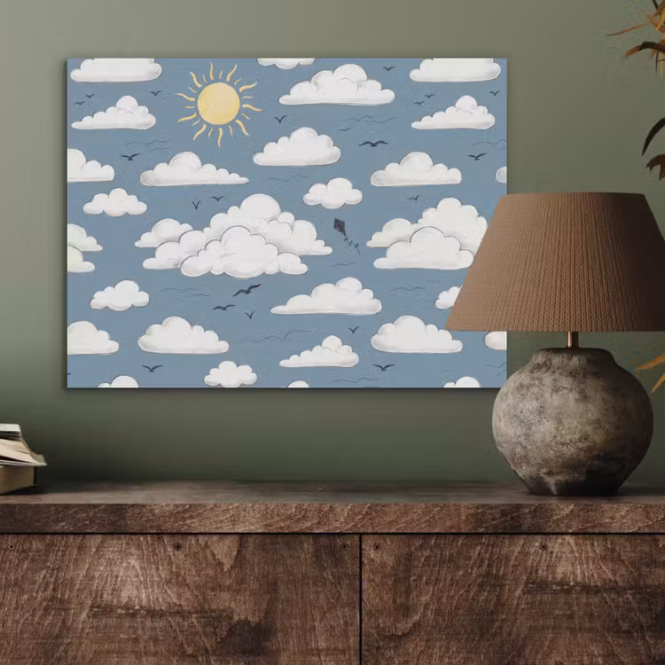Lucht - Zon - Wolken - Natuur - Blauw PET vilt klein -sfeer2
