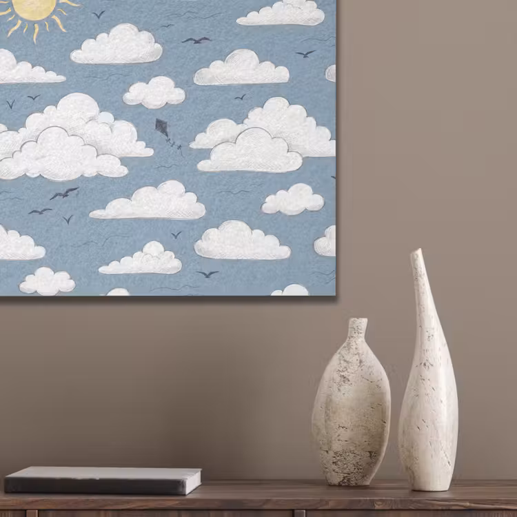 Lucht - Zon - Wolken - Natuur - Blauw PET vilt klein -sfeer6_closeup