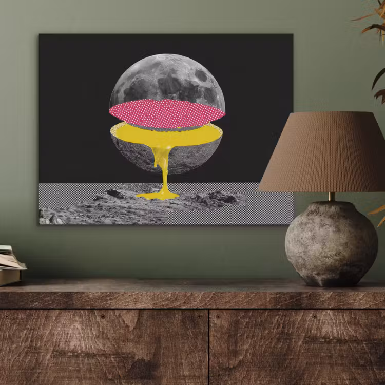 Maan - Geel - Roze - Zwart PET vilt klein -sfeer2