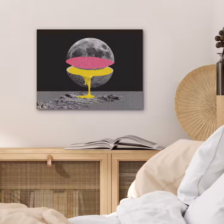 Maan - Geel - Roze - Zwart PET vilt klein -sfeer3