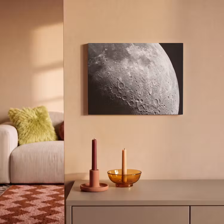 Akoestisch schilderij - Maan - Kraters - Ruimte - Maan - Kraters - Ruimte PET vilt klein