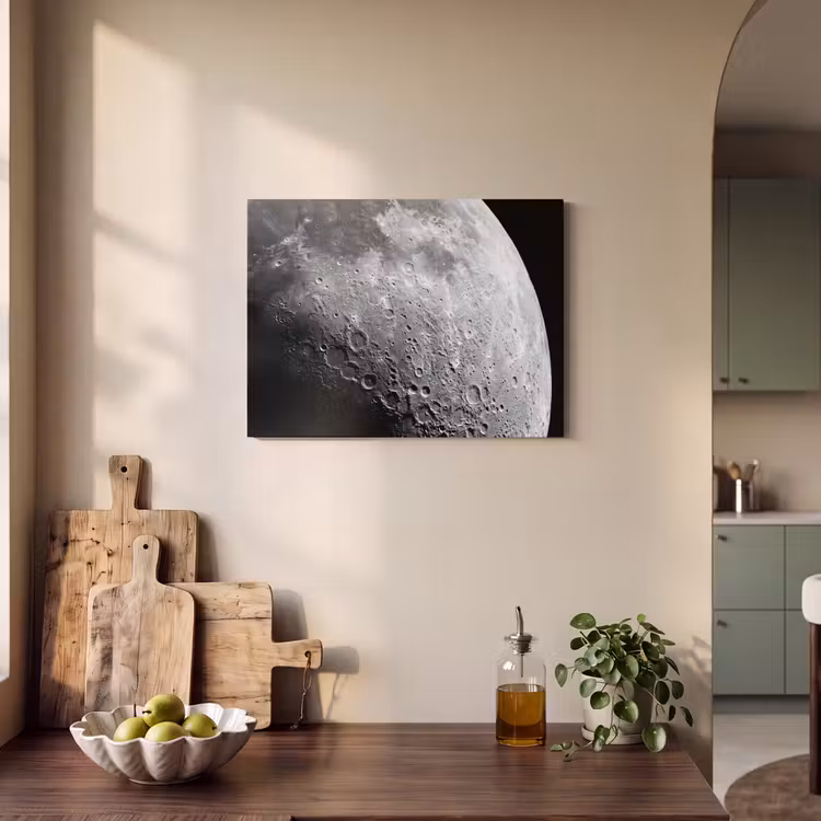Akoestisch schilderij - Maan - Kraters - Ruimte - Maan - Kraters - Ruimte PET vilt klein