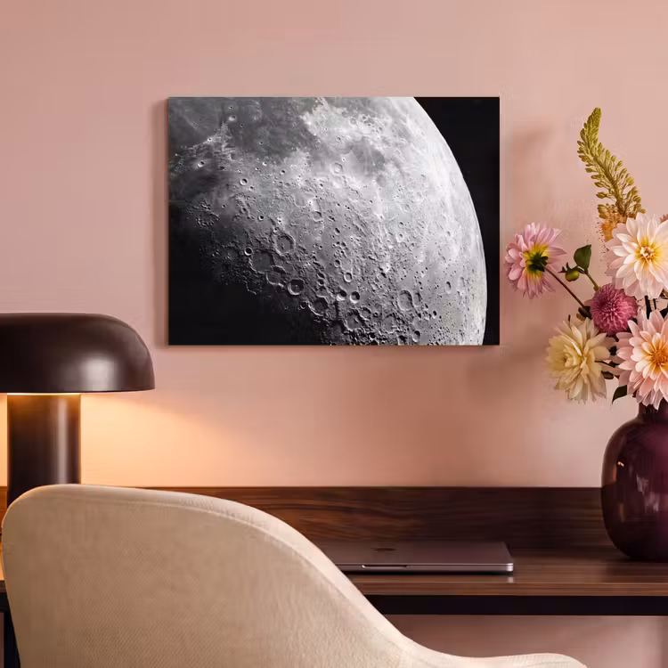 Akoestisch schilderij - Maan - Kraters - Ruimte - Maan - Kraters - Ruimte PET vilt klein