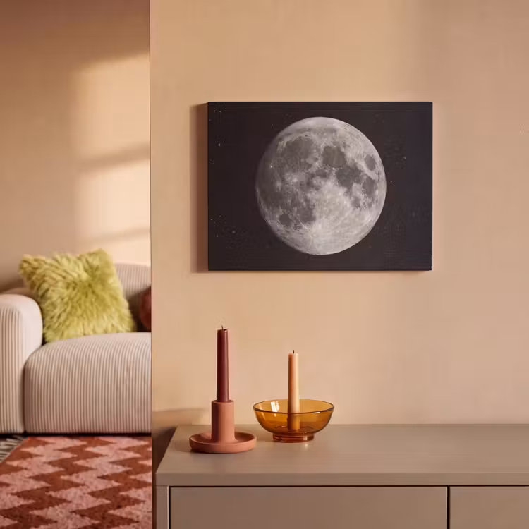 Akoestisch schilderij - Maan - Sterren - Ruimte - Maan - Sterren - Ruimte PET vilt klein