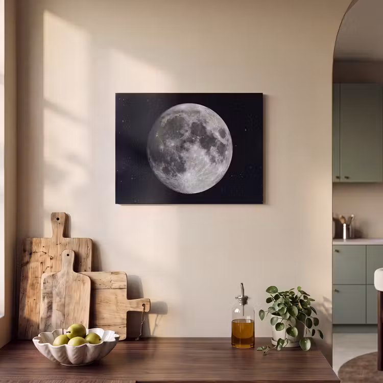 Akoestisch schilderij - Maan - Sterren - Ruimte - Maan - Sterren - Ruimte PET vilt klein