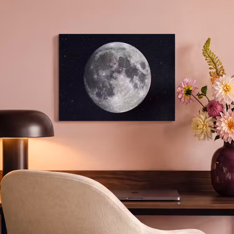 Akoestisch schilderij - Maan - Sterren - Ruimte - Maan - Sterren - Ruimte PET vilt klein