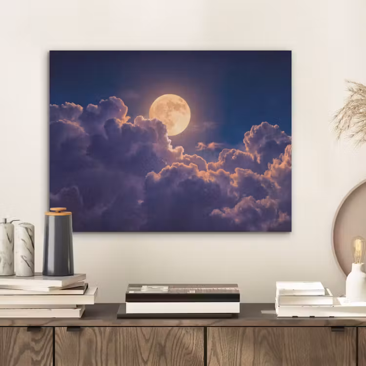 Maan - Wolken - Nacht - Oranje PET vilt klein -sfeer1