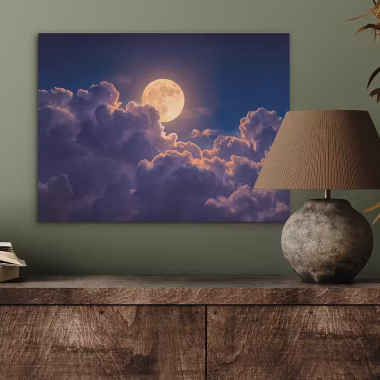 Maan - Wolken - Nacht - Oranje PET vilt klein -sfeer2