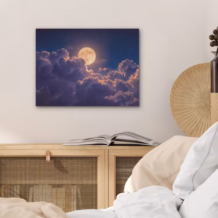 Maan - Wolken - Nacht - Oranje PET vilt klein -sfeer3