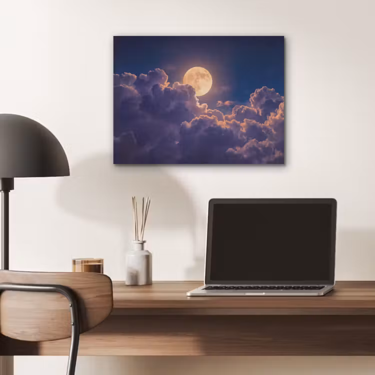 Maan - Wolken - Nacht - Oranje PET vilt klein -sfeer5