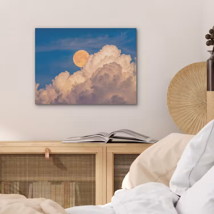 Maan - Wolken - Natuur - Oranje PET vilt klein -sfeer3