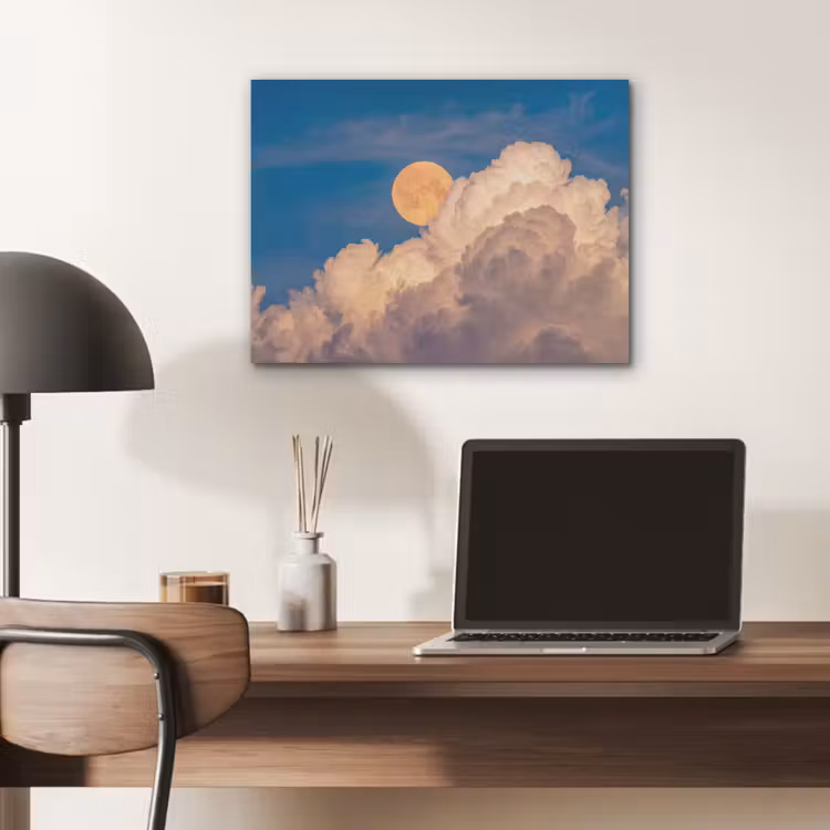 Maan - Wolken - Natuur - Oranje PET vilt klein -sfeer5