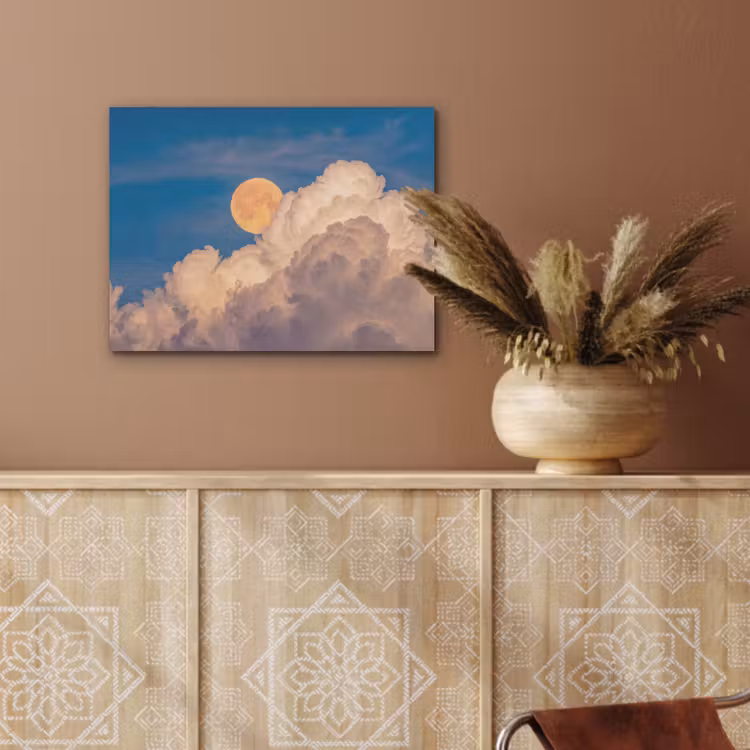 Maan - Wolken - Natuur - Oranje PET vilt klein -sfeer4