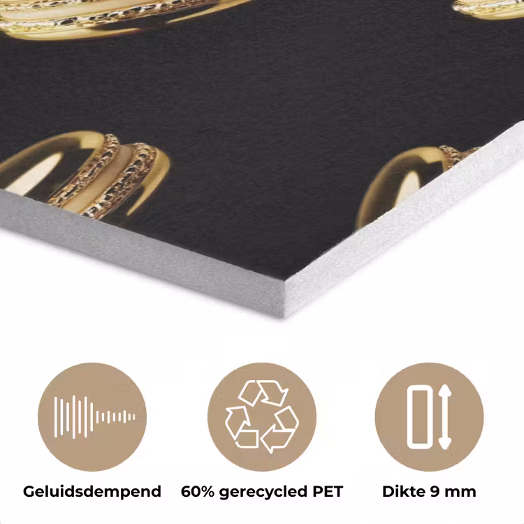 Macarons - Patroon - Goud - Zwart PET vilt klein -closeup_NL