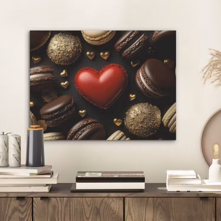 Macarons - Rood - Hart PET vilt klein -sfeer1