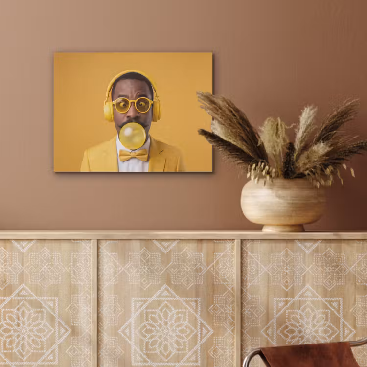 Man - Bubblegum - Portret - Geel - Modern PET vilt klein -sfeer4