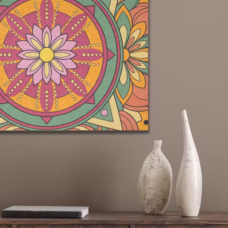 Mandala - Bloemen - Abstract - Kleurrijk PET vilt klein -sfeer6_closeup